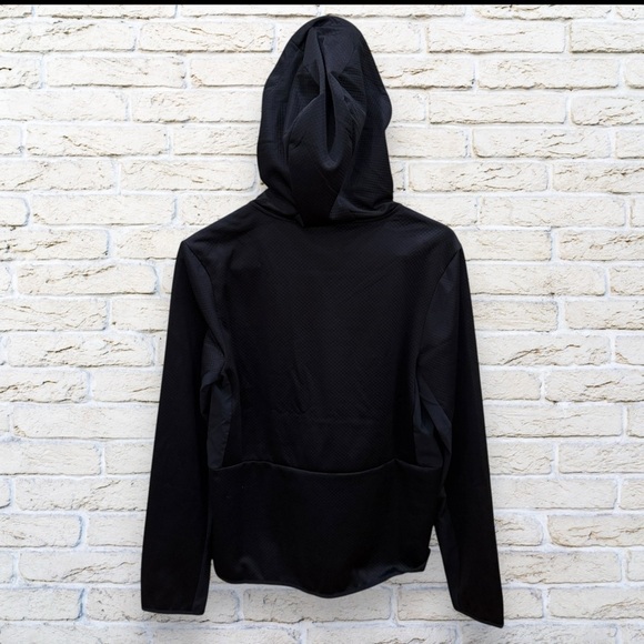 NWT ASICS Mens Knit Grid FLC QTR Zip Pullover Hoodie - Black Size Small - Picture 4 of 6